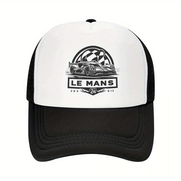 Gorra de Béisbol Ajustable y Transpirable para Hombres - Diseño Retro Le Mans 24H, Dos Tonos Blanco y , Sombrero con Visera Temática de Carreras para Primavera y Verano, Lavable a Máquina, Accesorio para la Cabeza de Verano | Diseño Inspirado en las Carre
