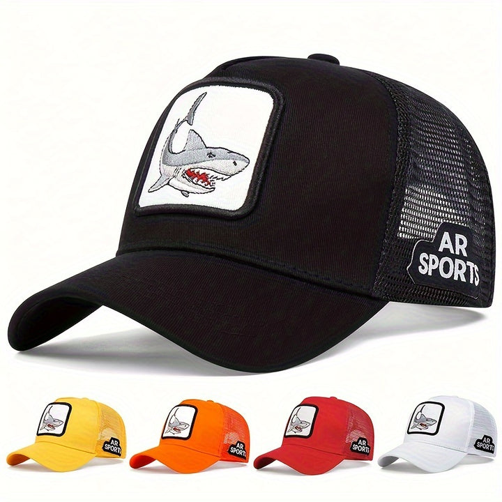 Gorra de camionero bordada con delfines para hombre - Ajustable, transpirable y ligera para actividades al aire libre