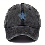 1 Gorra Ajustable con Estampado de Estrella Azul de Cinco Puntas - Sombrero Ligero Retro Unisex para Viajes, Camping y Fiestas, Correa Ajustable, Lavable a Mano, Regalo Perfecto para Papá (Día del Padre, Graduación, Acción de Gracias), Material No Elástic