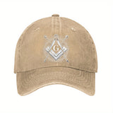 Gorra de Béisbol Masónica Ajustable de Algodón Ligero con Emblema de Brújula y Triángulo, Visera Curva para Hombres y Mujeres, Casual Unisex al Aire Libre, Diseño Único del Logo, Tela Transpirable