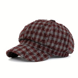 Gorra estilo newsboy vintage para adolescentes, ligera, de cuadros, ideal para otoño/invierno, perfecta para la escuela y uso casual