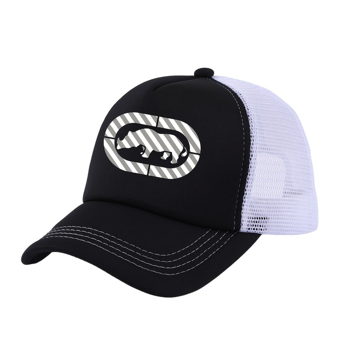 Gorra de béisbol unisex con estampado de rinoceronte RESTZONE, estilo casual, 100% poliéster con malla, ideal para protección solar al aire libre, deportes y pesca