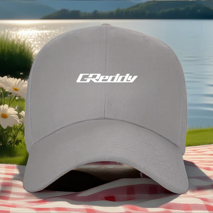 Gorra Trucker con Logo Greddy para Hombres y Mujeres - Snapback Ajustable, Visera Curva, Parte Trasera de Malla Transpirable, Gorra Unisex Casual Deportiva al aire libre con Letras Blancas del Marca, Opciones en & Gris, Cómoda Para Conducir, Atuendo casua