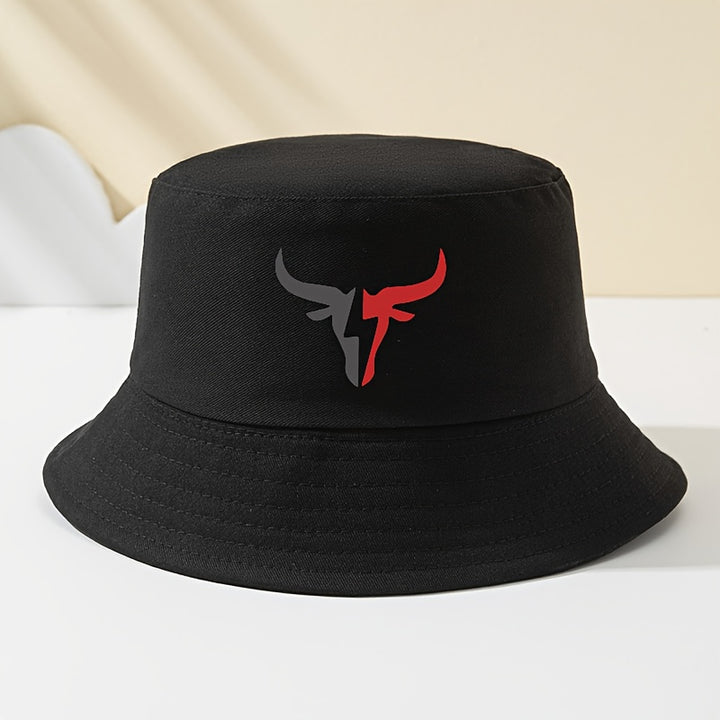Gorra Unisex Ajustable Negra con Logo de Toro Rayo Rojo - Gorro Estiloso para Pesca, Camping y Playa, Regalo Ideal para Hombres y Mujeres, Gorra Trucker Primavera-Verano, Tela No Elástica