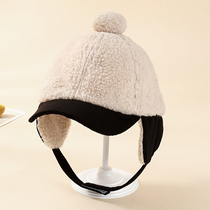 Gorra de Béisbol Forrada con Vellón para Protección Cálida de Orejas Unisex para Edades 3~7 Años