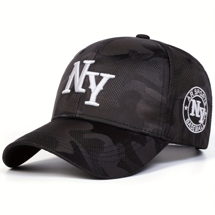 1 Gorra de Béisbol para Hombre con Letras NY - Ajustable Snapback, Ligera y Elástica para Uso Diario, Viajes o Deportes - Temática NYC Camuflaje (/Gris/Verde) - Regalo Ideal para Fans de Nueva York, Sombrero de Béisbol, Ropa Temática de NYC