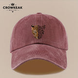 1 gorra de béisbol retro con estampado leopardo - Diseño ajustable similar al oído del cheetah, ligera y transpirable para , viajes u outfits casuales: marrón//beige claro (lavada manual)