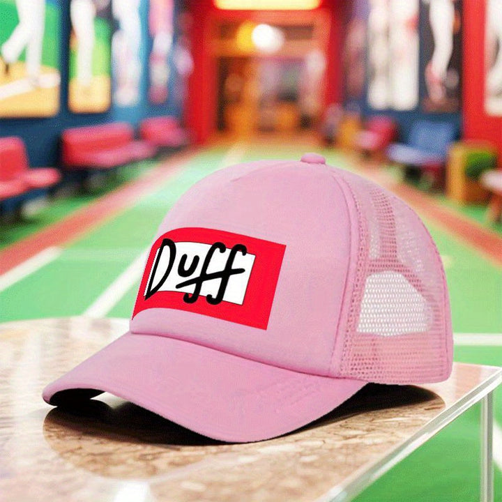 1pc Gorra Clásica Unisex de Malla con Estampado Duff Beer para Verano y Otoño, Gorro Snapback Transpirable para Fiestas al Aire Libre, Camping, Baile Callejero, Running, Fitness y Uso Casual - Regalo Versátil para Vacaciones