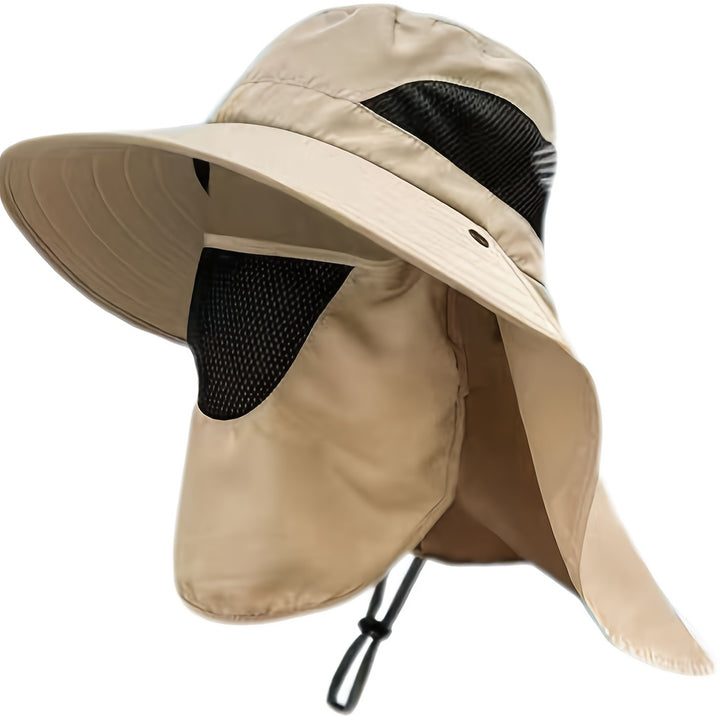 4 colores disponibles, sombrero de sol para hombre con ala redonda grande, máscara plegable y desmontable, perfecto para el trabajo al aire libre en verano.