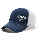 Tela. Un elegante gorro de béisbol de GOONIES estampado para hombres y mujeres, un sombrero de ala curva de malla transpirable para actividades de verano al aire libre, un gorro estilo camionero, adecuado para eventos al aire libre, vacaciones, camping y