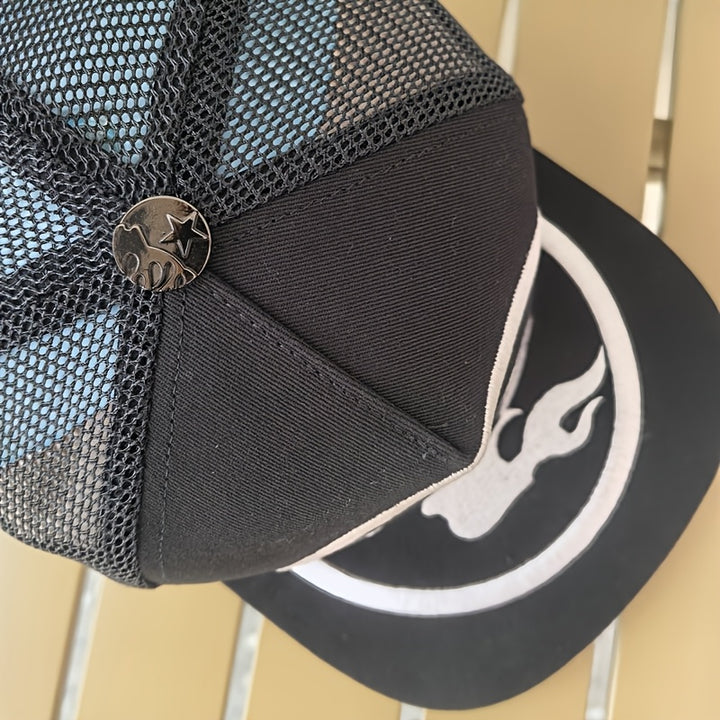 Gorra de camionero de hip hop y streetwear - Ligera, ajustable y con diseño de estrellas y dibujos animados, panel trasero de malla negra, perfecta para adolescentes y papás, gorra de hip hop
