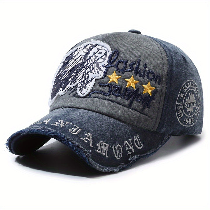 1 Gorra de Béisbol Retro Desgastada Casual para Deportes al Aire Libre con Bordado de Letras, Visera para Primavera/Otoño