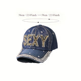 1pc Gorra de Béisbol con Letras y Remaches, Visera Curva Unisex Estilo Europeo y Americano para Senderismo al Aire Libre, Salidas a la Playa o Pintura Urbana