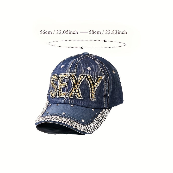 1pc Gorra de Béisbol con Letras y Remaches, Visera Curva Unisex Estilo Europeo y Americano para Senderismo al Aire Libre, Salidas a la Playa o Pintura Urbana
