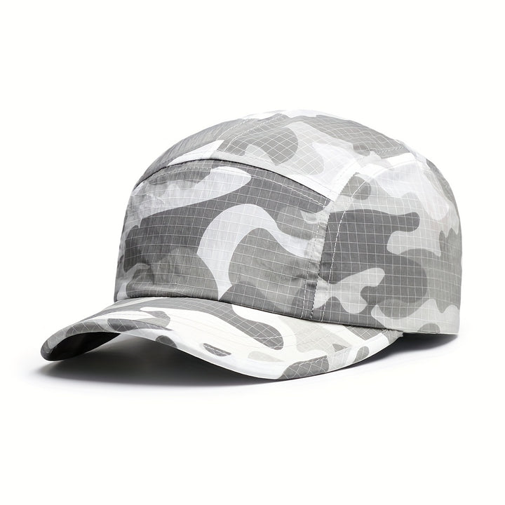 Gorra de Béisbol Ligera y Transpirable para Hombre con Diseño Camuflaje, Secado Rápido, Cinco Paneles, Ideal para Exteriores