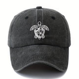 Gorra de béisbol de impresión de moda Tortuga, estilo clásico retro lavado con visera curva, accesorio casual de vacaciones al aire libre, gorra de conductor de camión