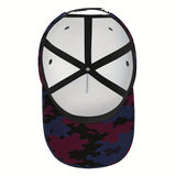 1 Gorra de béisbol con estampado de olas de camuflaje rojo y azul - Gorra ajustable con cierre a presión, ligera y cómoda, ropa urbana casual unisex para hombres y mujeres, diseño de camuflaje clásico para el día a día, atuendos urbanos, gorro para el día