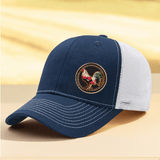 Gorra de béisbol deportiva para hombre con estampado de gallo, de malla transpirable y ajustable, ideal para pesca y actividades al aire libre, con visera curva, unisex