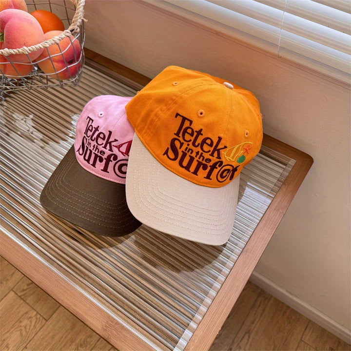 Gorra de Béisbol Ligera Ajustable para Mujeres - Diseño Bordado en Rosa Suave y Contraste, Sombrero Unisex Transpirable para Salidas Casuales & Playa, Moda Retro con Ajuste Cómodo, Accesorio de Playa, Bordados Divertidos, Costura Duradera, Prenda de Cabez