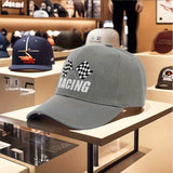 1pc Gorra de Béisbol Racing Trucker - Diseño con Bandera a Cuadros, Ligera y Transpirable para Deportes Motorizados, Ropa Casual Unisex para Hombres y Mujeres, Ajuste Cómodo, Ideal para Estilo Activo y Aficionados al Deporte