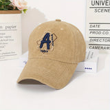 Gorra de béisbol unisex con bordado de la letra A - Gorra ligera de streetwear con visera ajustable, diseño transpirable de seis paneles y visera curva para hombres y mujeres, outfits casuales y formales (Negro, Marrón, Azul Marino, Gris, Blanco), accesor