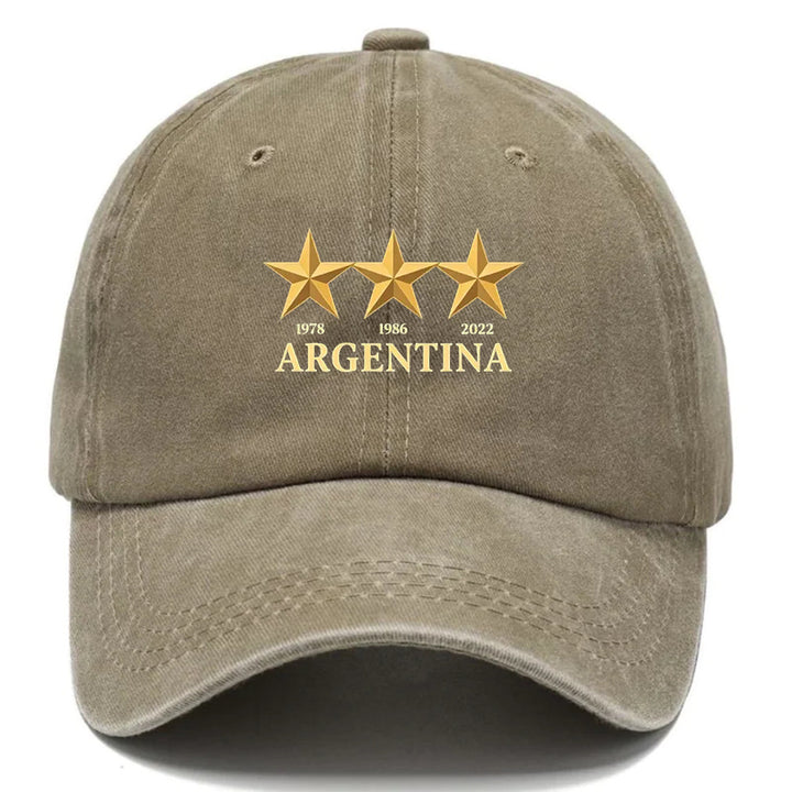 1 Gorra de béisbol estampada de Argentina - Gorra ajustable con cierre a presión y emblema del equipo nacional de Argentina (1978, 1986, 2010), Gorra de béisbol transpirable para hombres y mujeres, Gorra ligera deportiva e casual para fans del fútbol, par