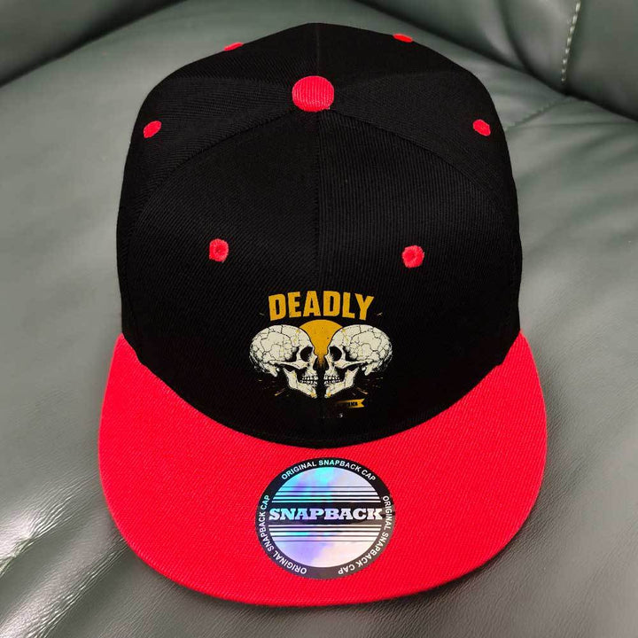 Gorra de béisbol de dos tonos, revolución de ropa de calle unisex 2025 - ajustable con cierre de clic, ligera y transpirable, poliéster, estampado de calavera retro, diseño negro y rojo para hombres y mujeres, lavable en máquina, ropa de cabeza casual, go