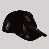 Gorra de béisbol punk rock para hombre CUTEHSJ - Gorra ligera ajustable con diseño de serpiente roja, contraste negro y rojo, ideal para playa, pesca, actividades al aire libre y vacaciones, accesorio moderno