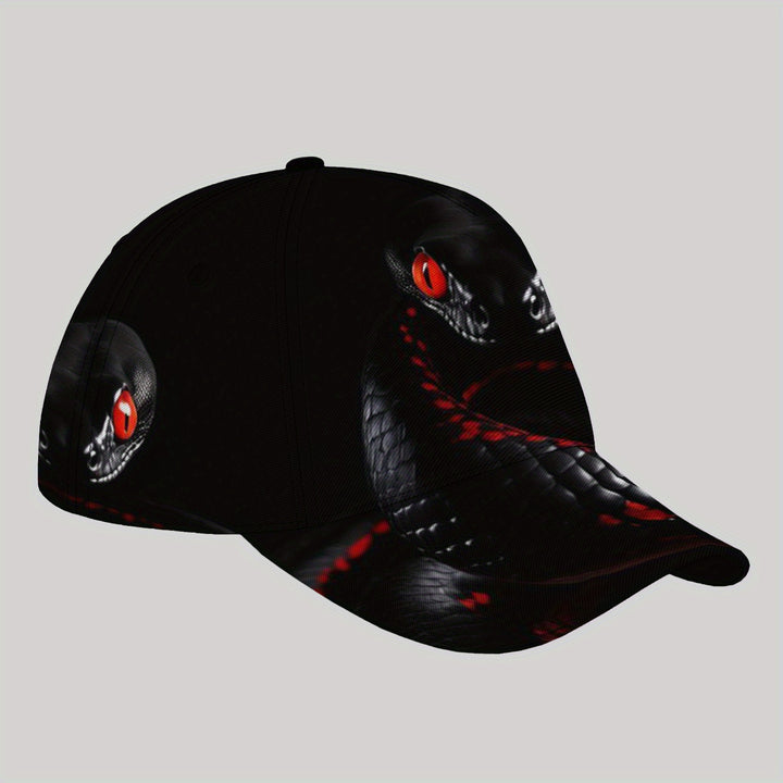 Gorra de béisbol punk rock para hombre CUTEHSJ - Gorra ligera ajustable con diseño de serpiente roja, contraste negro y rojo, ideal para playa, pesca, actividades al aire libre y vacaciones, accesorio moderno