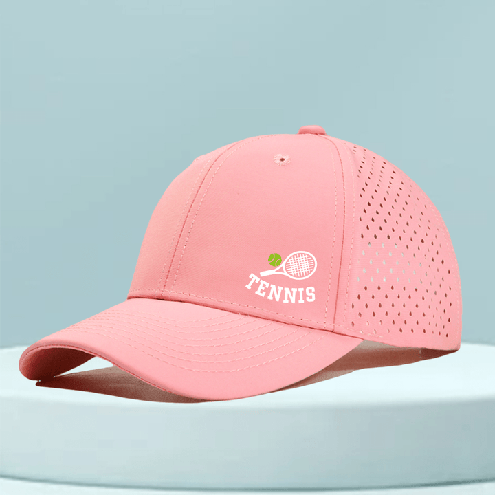 1 Gorra de Tenis de Secado Rápido para Hombre con Raqueta de Tenis y Estampado de Tenis - Parte Trasera de Malla Transpirable, Ajuste Estructurado para Tenis, Golf, Running, Deportes al Aire Libre - Sombrero Casual Ligero para Hombre, Diseño Deportivo, Co