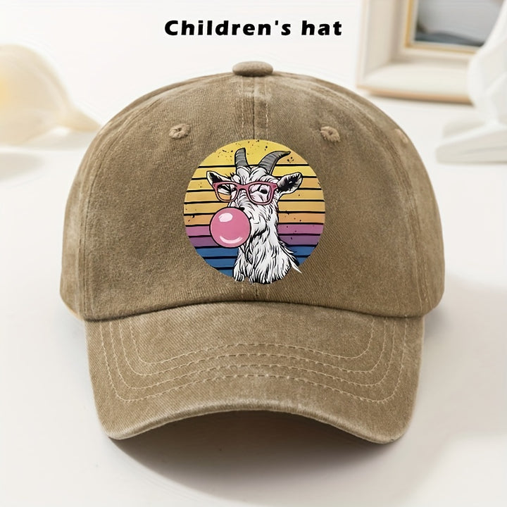 Gorra de béisbol para niños - Gorra ajustable con gráfico de cabra, borde suave y ligero para niños y niñas, ropa diaria y navideña - Gorra de béisbol fácil de limpiar para bebés, adolescentes, niños - Fiesta de cumpleaños, escuela, parque - Negro, ropa d