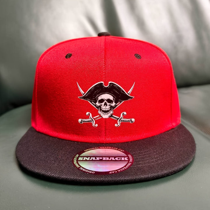 Gorra de Béisbol Unisex Juvenil - Ligera y Ajustable Snapback, y Rojo en Dos Tonos, para Escuela, Deportes, Uso Diario - Regalo Perfecto para Pascua, Día del Padre, Ramadán - Poliéster Lavable a Máquina, Diseño con Parche Pirata, Costuras Contrastantes, A