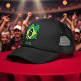 1 Gorra de Béisbol con Bandera Brasileña - Gorro Trucker Estampado con la Bandera de Brasil (Verde, Amarillo, Azul), Poliéster Ligero y Transpirable para Hombres y Mujeres, Exposición Hexagonal, Deportes, Viajes, Uso Diario - Accesorio Unisex, Sombrero Mo