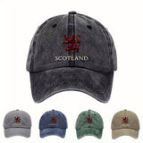 Gorra de béisbol con lema de león escocés - Negro con diseño de león a cuadros rojo y blanco, tejido textil transpirable, perfecto para deportes al aire libre y regalos, gorra deportiva al aire libre | Diseño de león a cuadros | Equipo duradero, equipo te