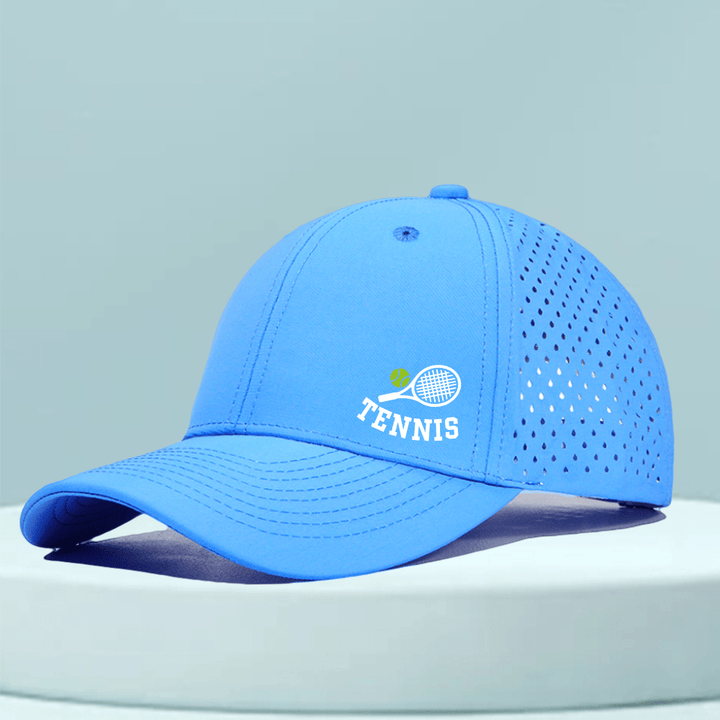 1 Gorra de Tenis de Secado Rápido para Hombre con Raqueta de Tenis y Estampado de Tenis - Parte Trasera de Malla Transpirable, Ajuste Estructurado para Tenis, Golf, Running, Deportes al Aire Libre - Sombrero Casual Ligero para Hombre, Diseño Deportivo, Co