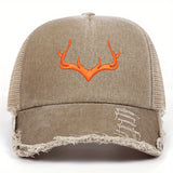 Sombrero estilo vintage americano con estampado de alce y diseño hueco, ideal para pescar en la montaña o ser conductor de camión - el mejor regalo de Navidad