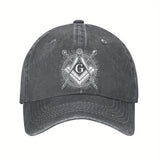 Gorra de Béisbol Masónica Ajustable de Algodón Ligero con Emblema de Brújula y Triángulo, Visera Curva para Hombres y Mujeres, Casual Unisex al Aire Libre, Diseño Único del Logo, Tela Transpirable