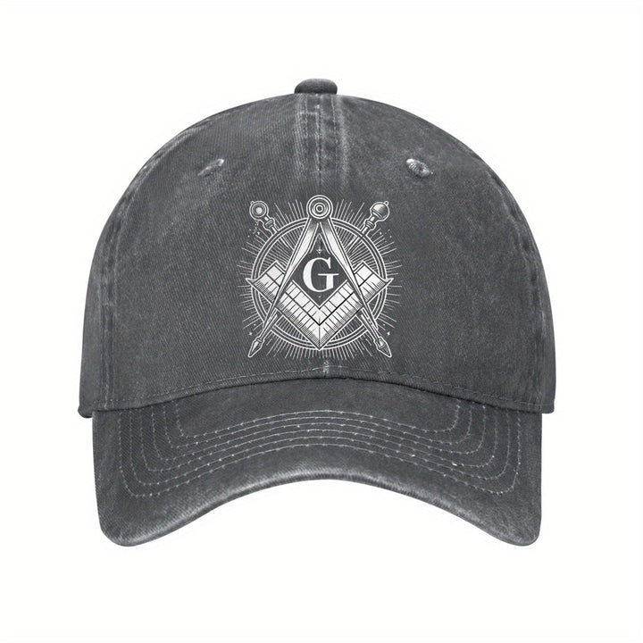 Gorra de Béisbol Masónica Ajustable de Algodón Ligero con Emblema de Brújula y Triángulo, Visera Curva para Hombres y Mujeres, Casual Unisex al Aire Libre, Diseño Único del Logo, Tela Transpirable