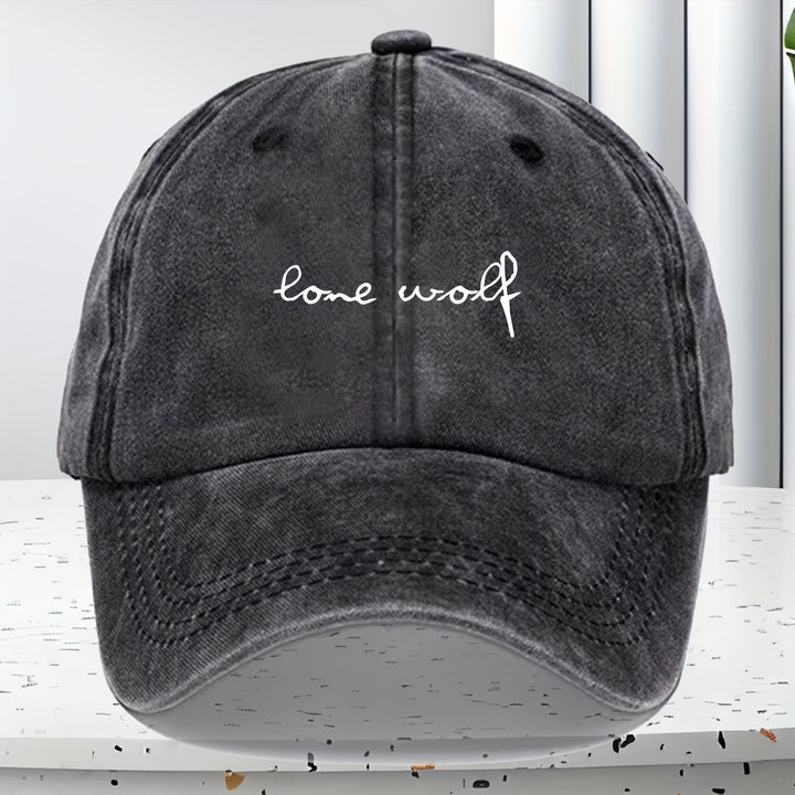 Gorra Lone Wolf - Gorra Ajustable con Cierre, Tela Transpirable para Exteriores y Deportes, Unisex (Fácil de Limpiar) - Ideal para Senderismo, Ropa Casual, Sombrero Clásico con Visera Curva, Tejido Denim, Accesorio Duradero, Perfecta para Amantes del Depo