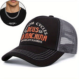 2 piezas de gorras de béisbol para hombres de diseño 'CYCLES' y 'DEUS EX MACHINA', estilo rock de moda, poliéster elástico, perfectas para todas las estaciones y regalos, ideales para Navidad y Día de San Valentín, ropa de cabeza diaria | Gorra con estamp